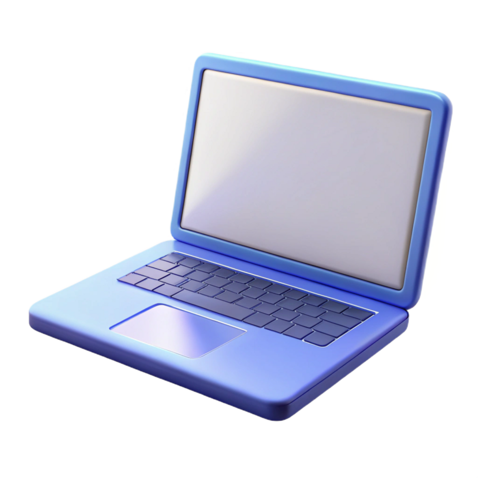 vibrant creative A laptop computer, open with a blank screen, authentic png