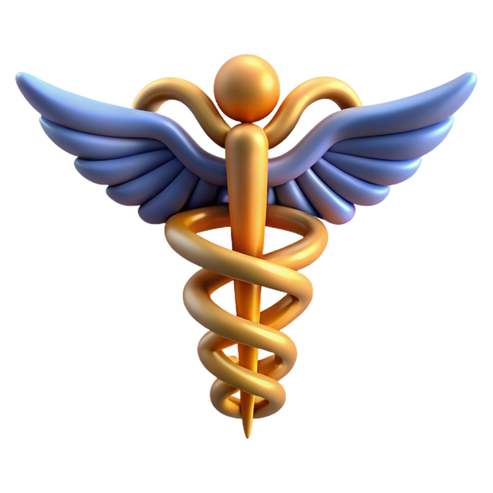 dramatic minimalist A caduceus symbol, medical emblem, high resolution png