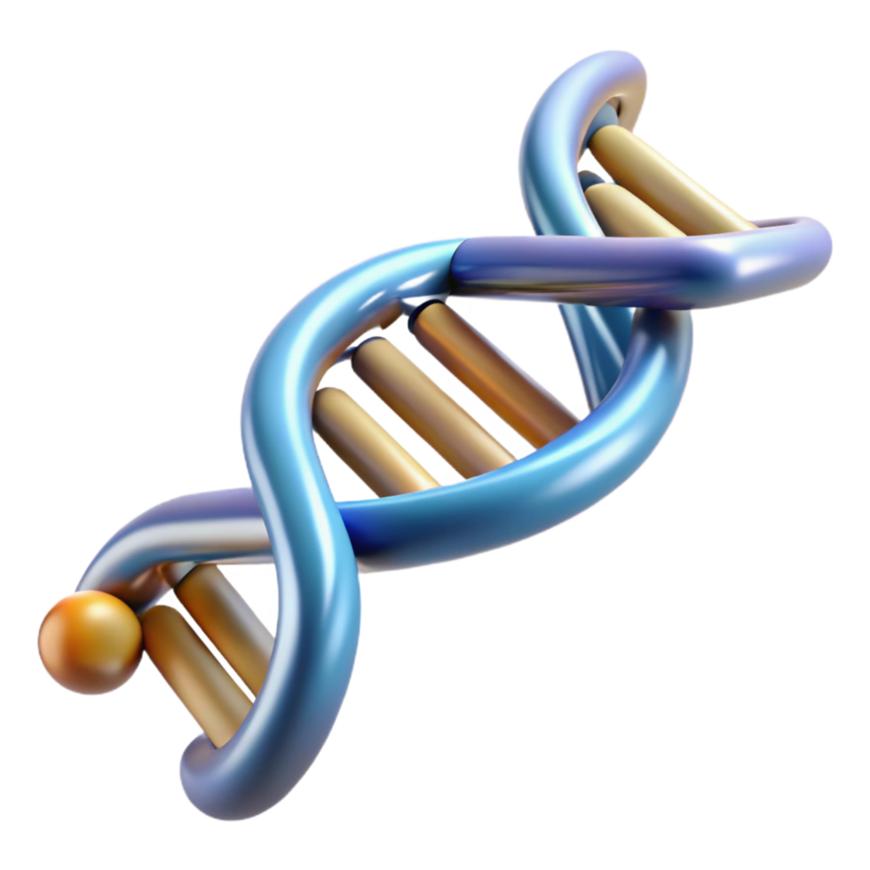 serene rustic A DNA strand, fragmented and stylized, high resolution png