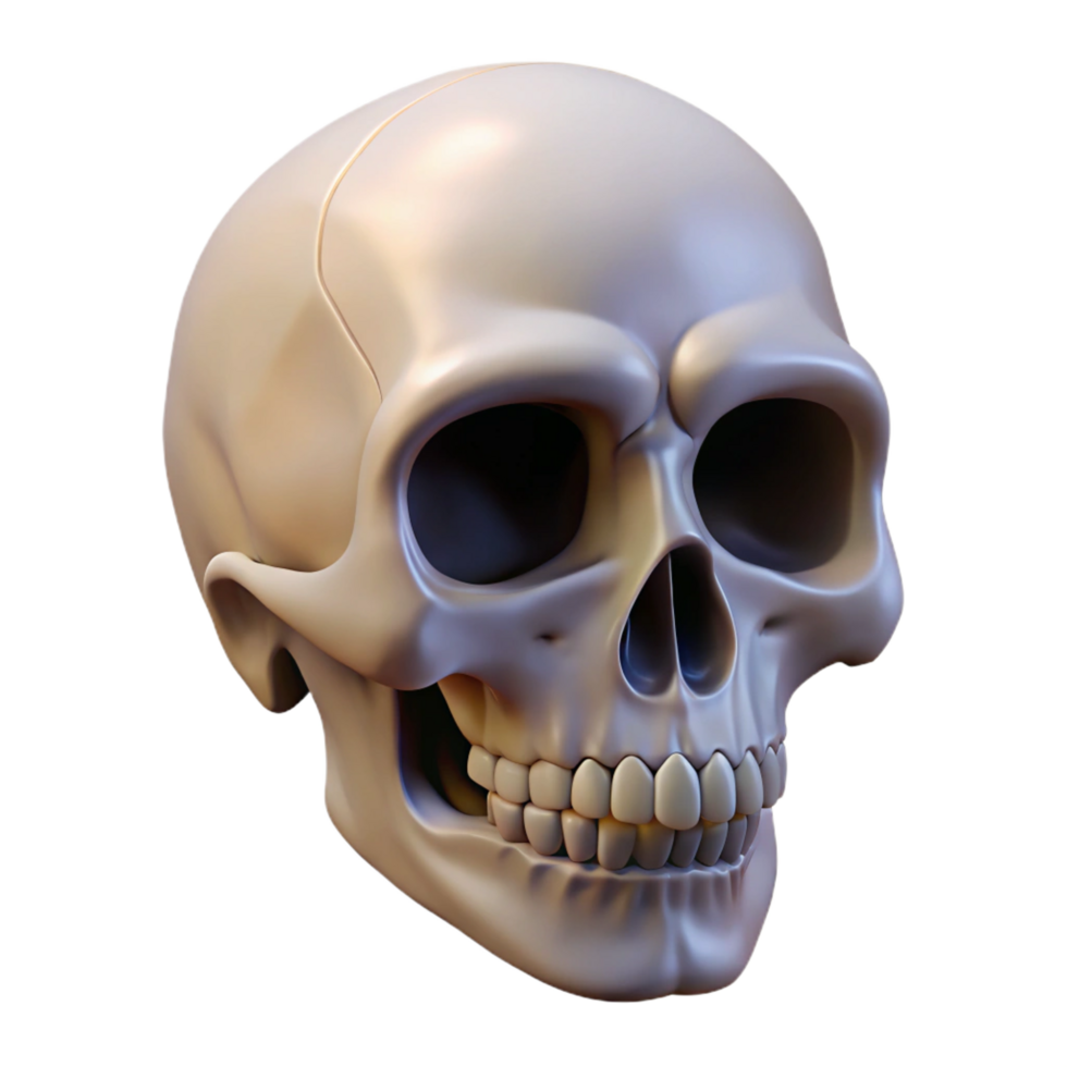 serene abstract A skull, human, realistically rendered, 4K png