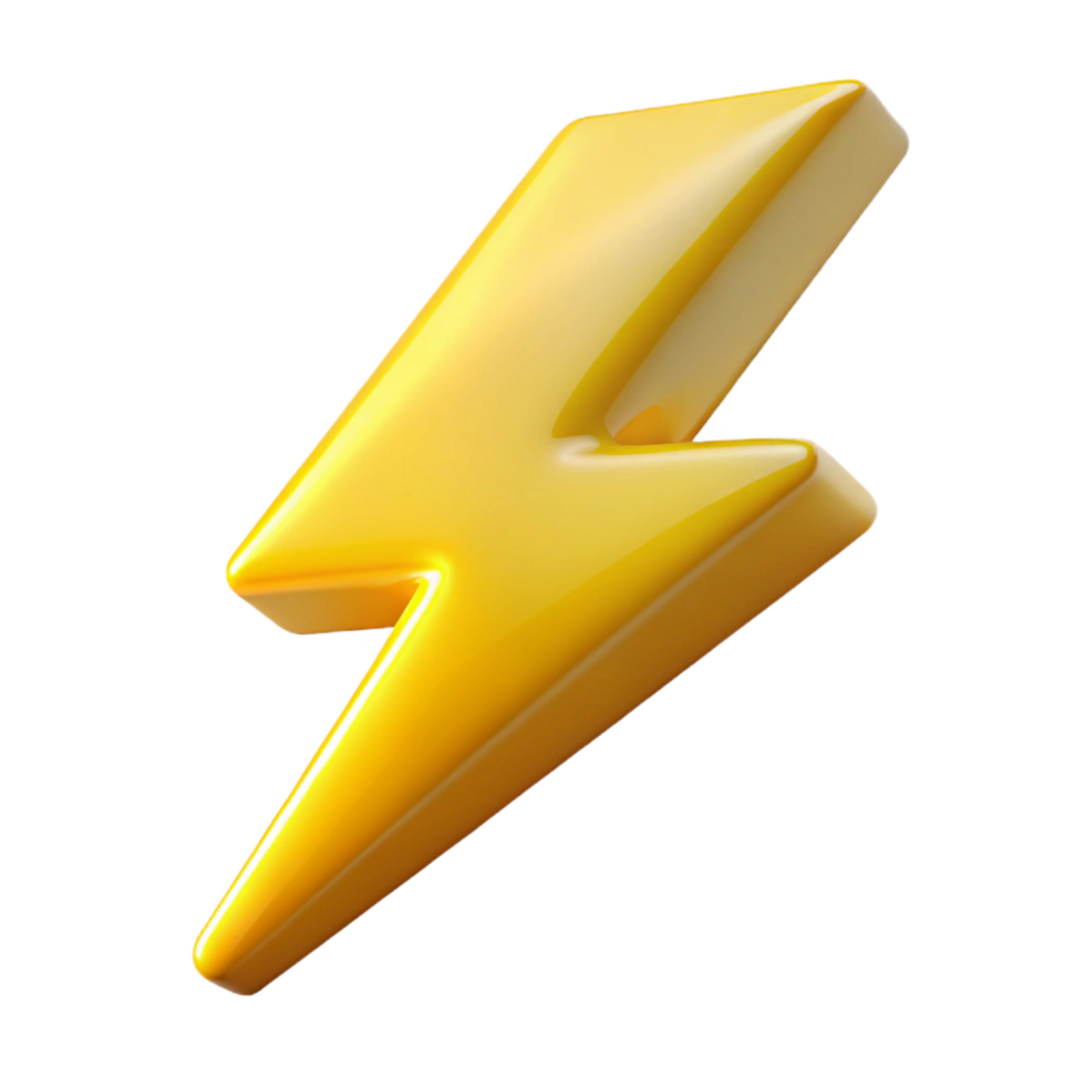 vibrant contemporary A lightning bolt, jagged and bright, premium png