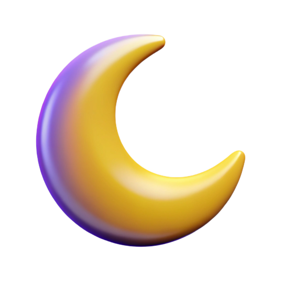 vibrant contemporary A crescent moon, stylized icon, detailed png