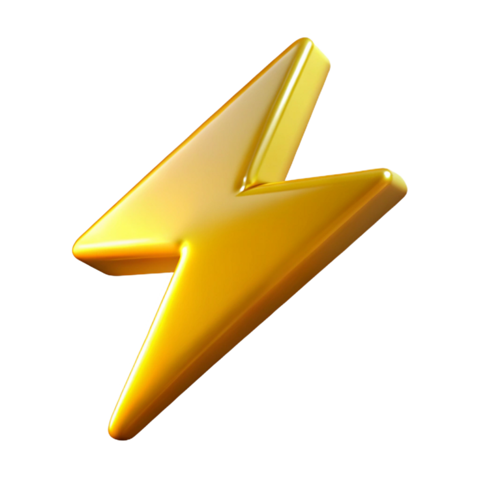 vibrant classic A lightning bolt, jagged and bright, detailed png