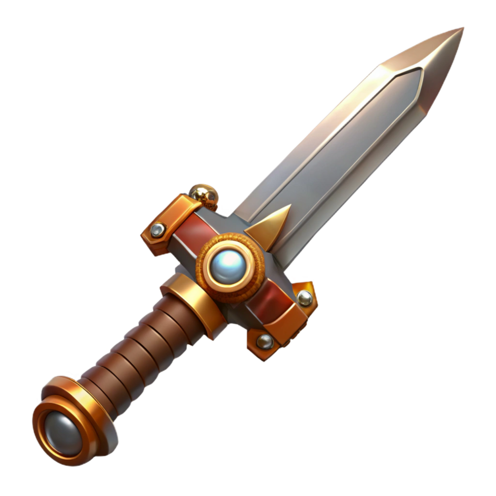elegant abstract Steampunk sword with a serrated blade and a brass hilt high resolution png