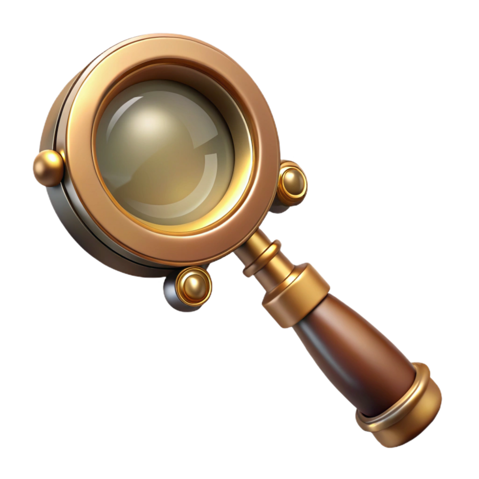 magnificent vintage Steampunk magnifying glass with a brass handle and a magnifying lens exclusive png