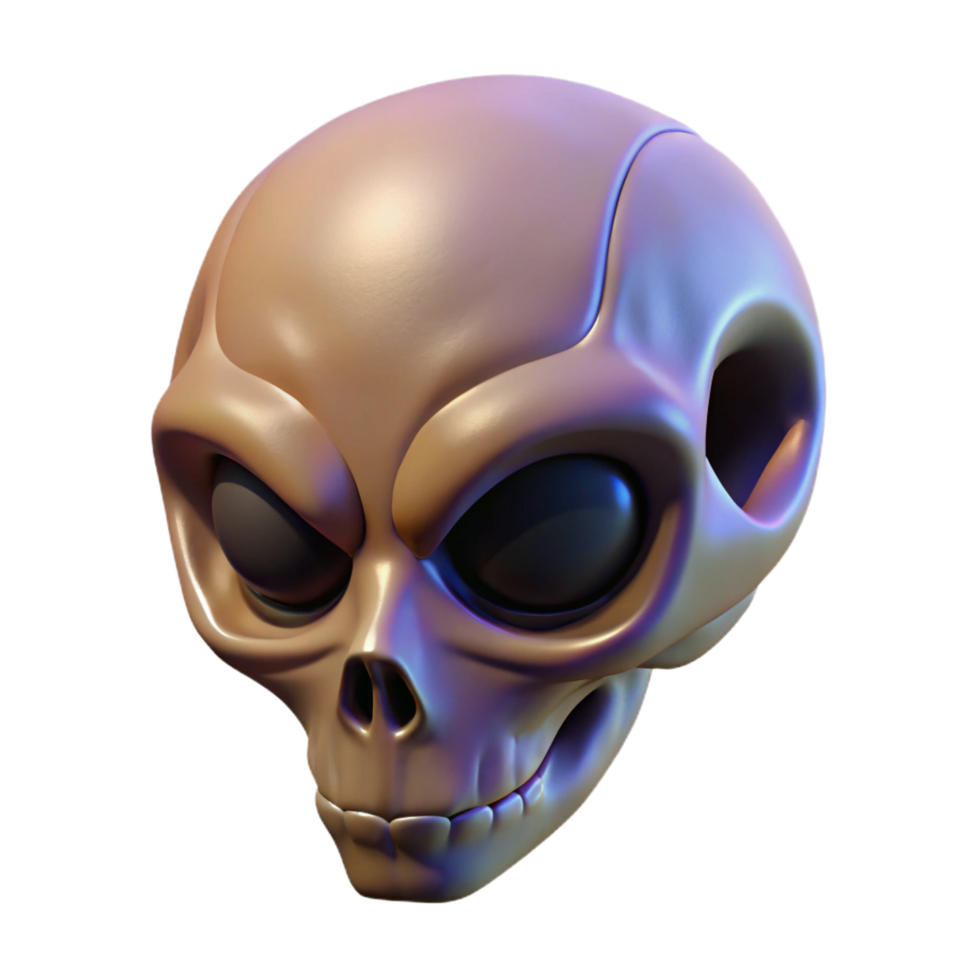 impressive modern Alien skull with elongated cranium exclusive png