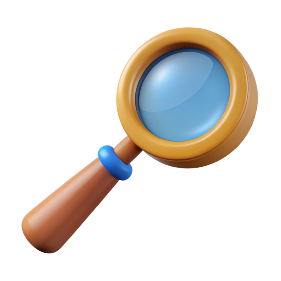 vibrant modern A magnifying glass with a wooden handle premium png