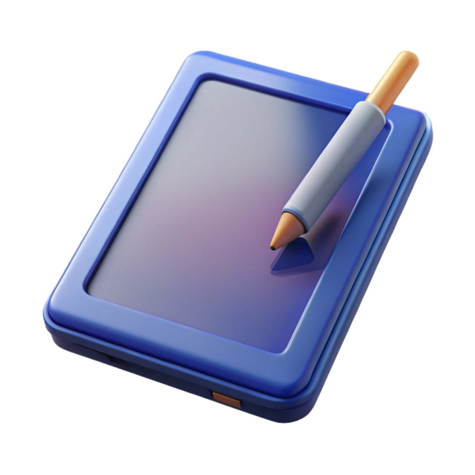 impressive minimalist A tablet computer with a stylus high resolution png