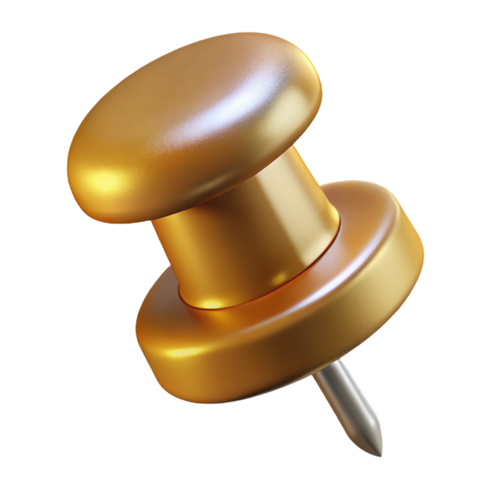 wonderful rustic A thumbtack, brass finish high quality png
