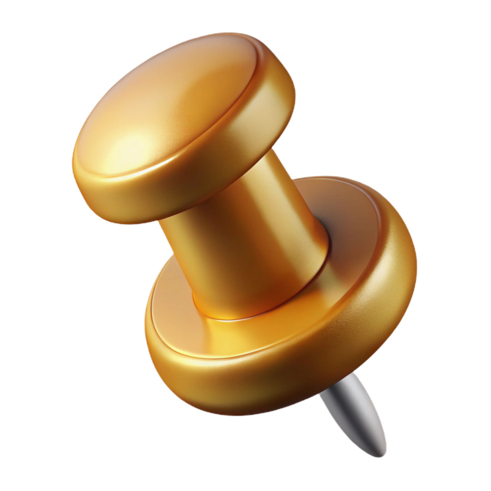 magnificent vintage A thumbtack, brass finish detailed png