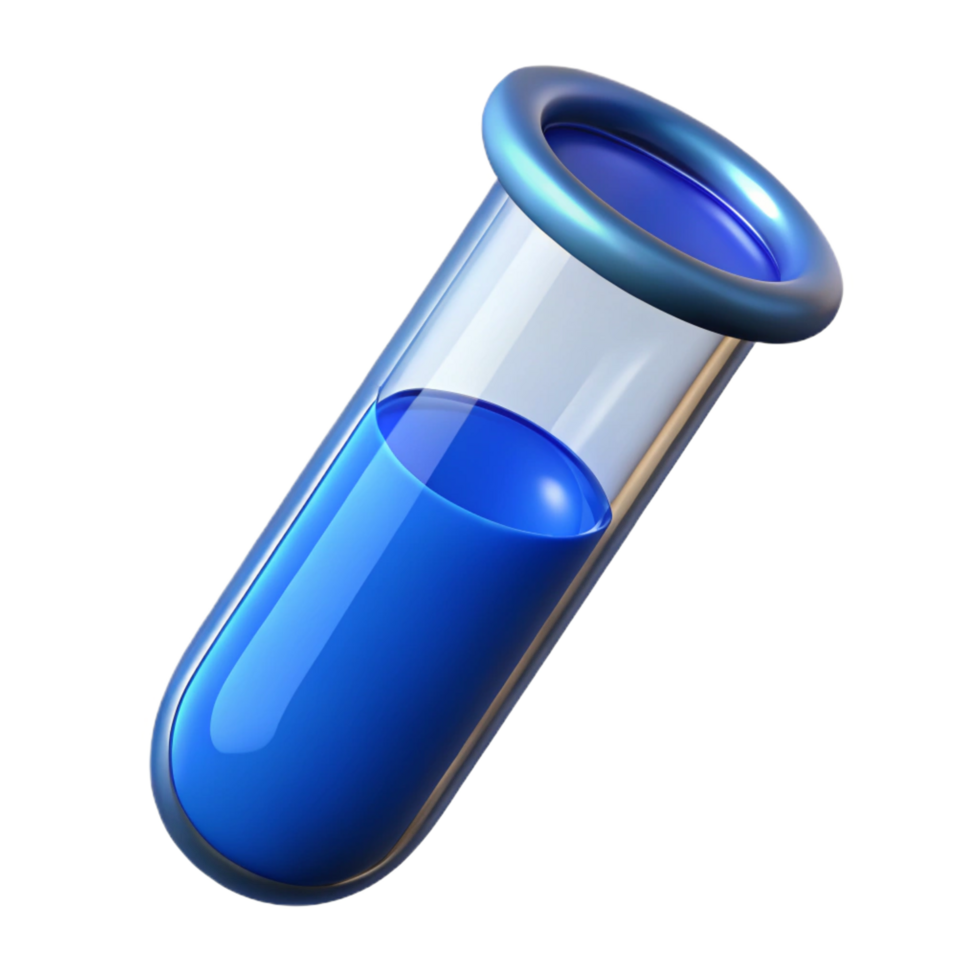 magnificent abstract A test tube filled with a blue liquid detailed png