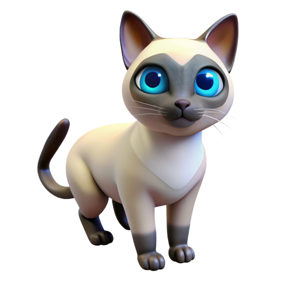 stunning modern A curious Siamese cat with blue eyes, detailed png