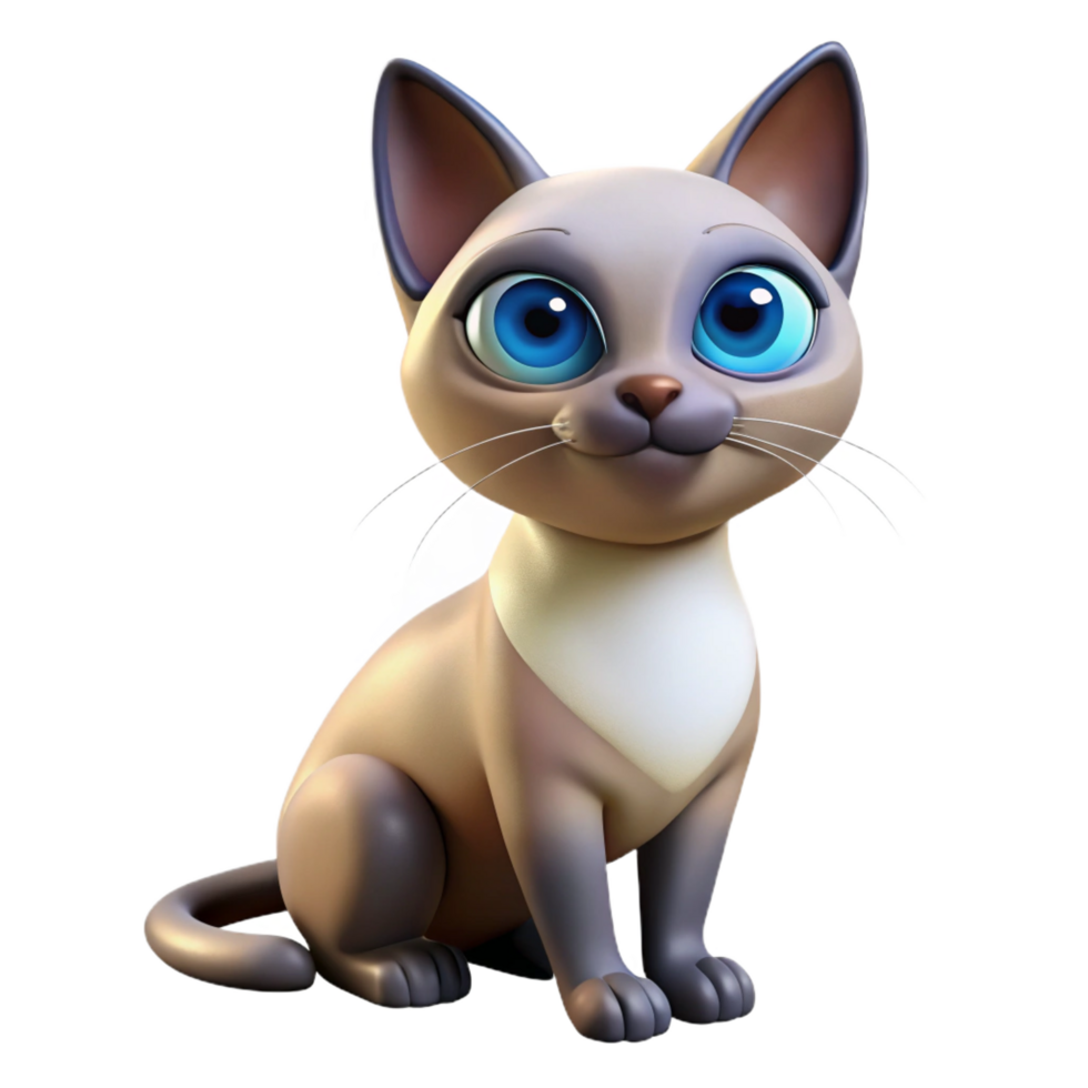 stunning creative A curious Siamese cat with blue eyes, 4K png