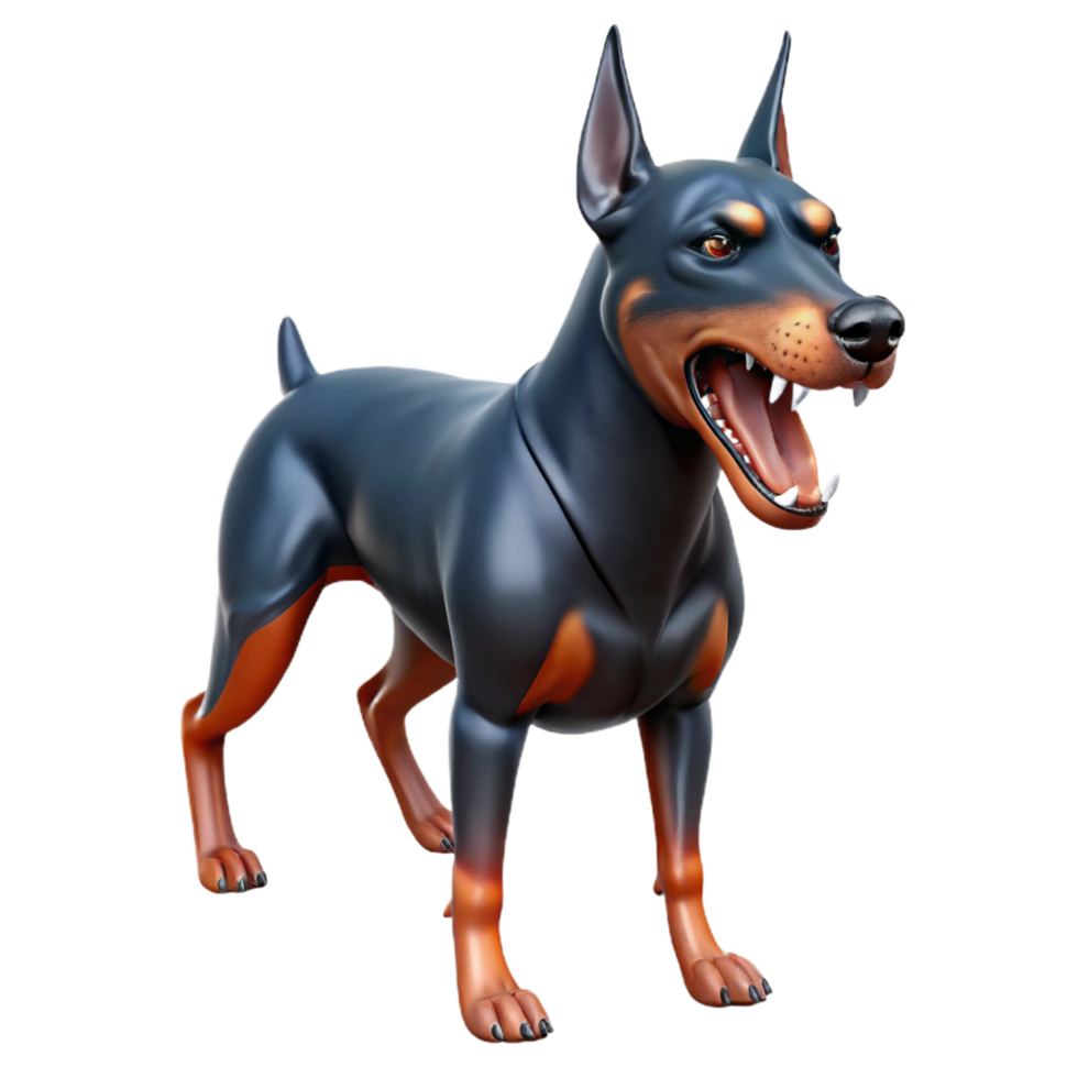 extraordinary minimalist A snarling Doberman Pinscher, original png