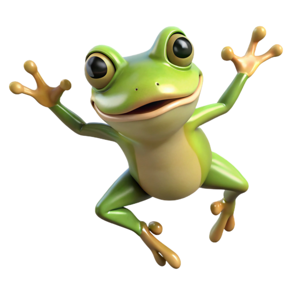 impressive minimalist A jumping Frog, professional png