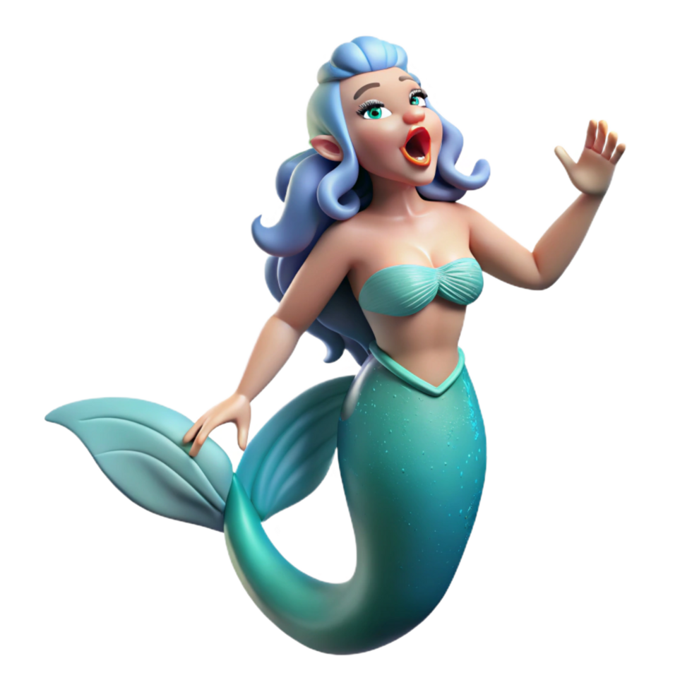 wonderful artistic Siren, alluring sea nymph, singing, authentic png