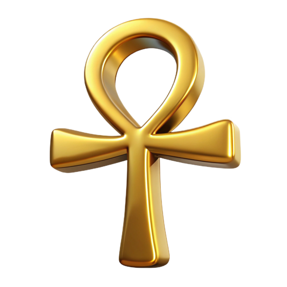 magnificent traditional Ankh, Egyptian symbol of life, golden, authentic png