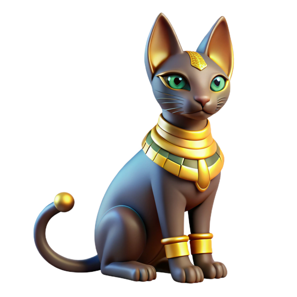elegant rustic Bastet, Egyptian cat goddess, protective, premium png