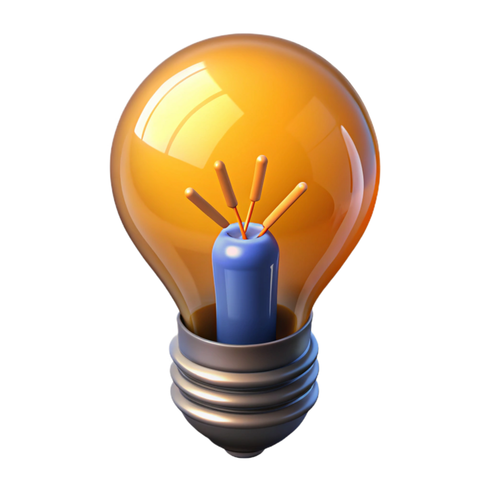 elegant artistic A light bulb with a glowing filament, original png