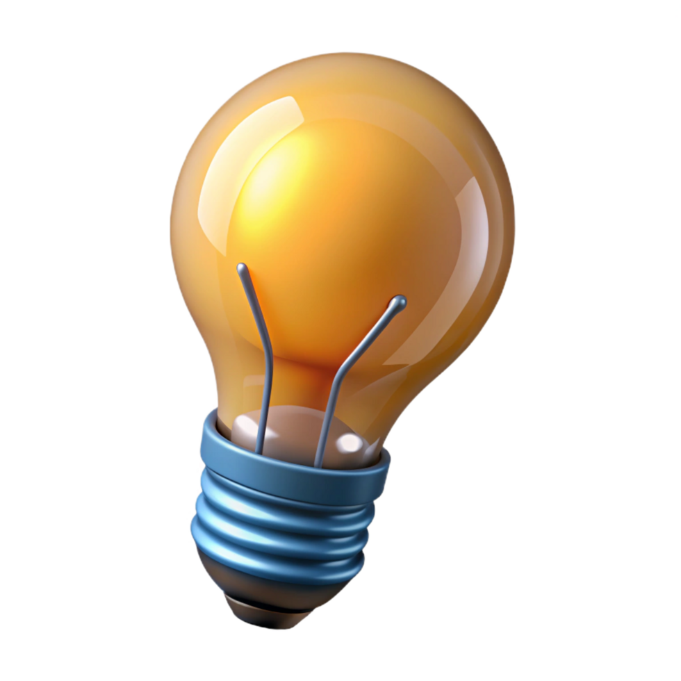 magnificent minimalist A light bulb with a glowing filament, high resolution png