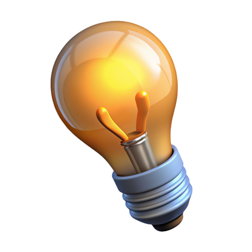 extraordinary creative A light bulb with a glowing filament, detailed png