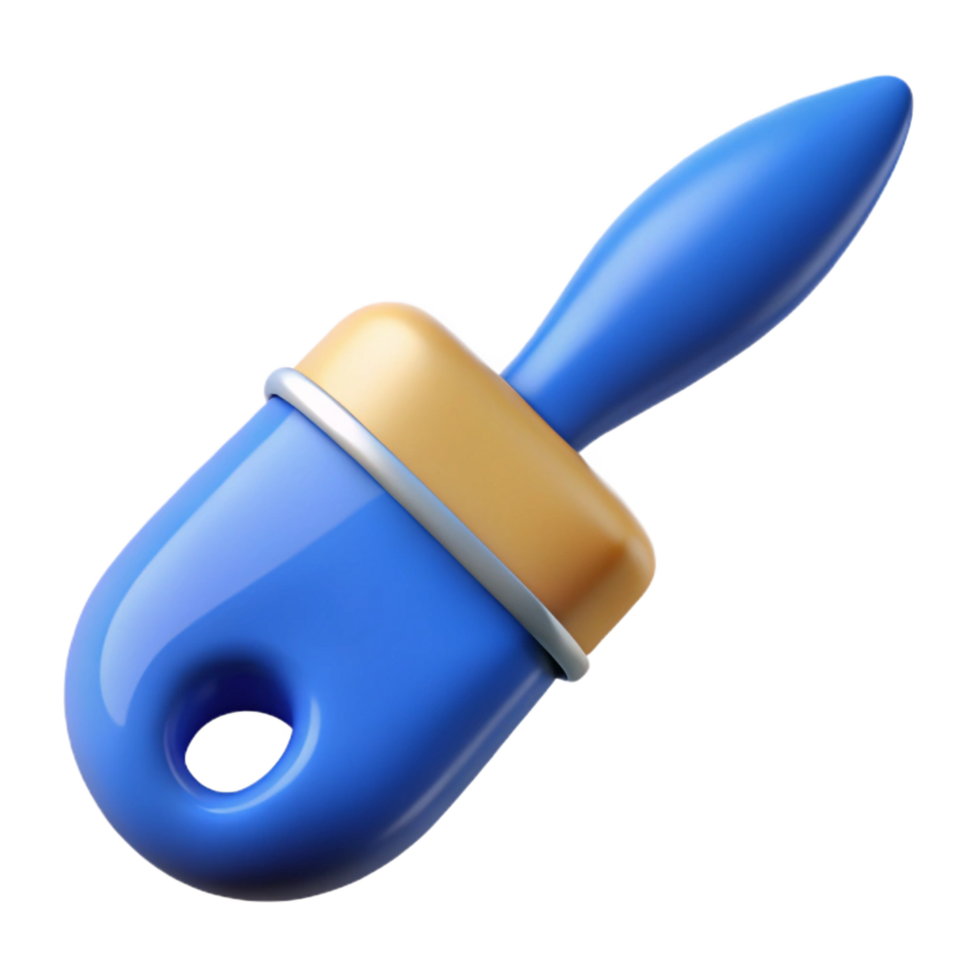 stunning creative A paintbrush with a single stroke of blue paint, detailed png