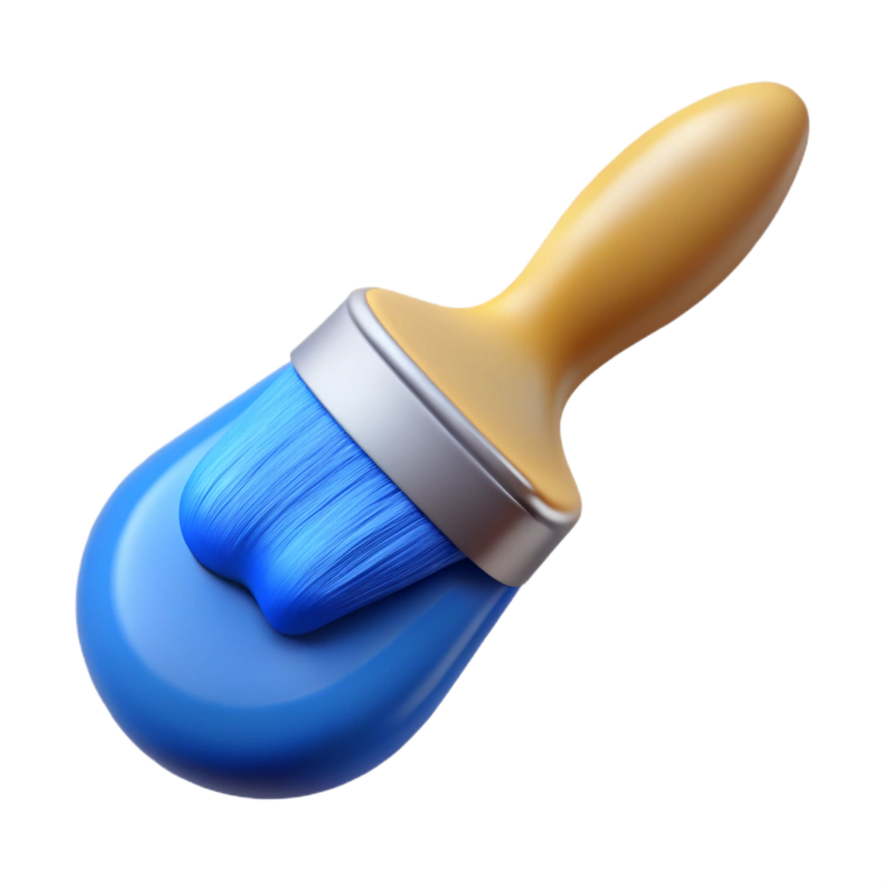 stunning traditional A paintbrush with a single stroke of blue paint, authentic png