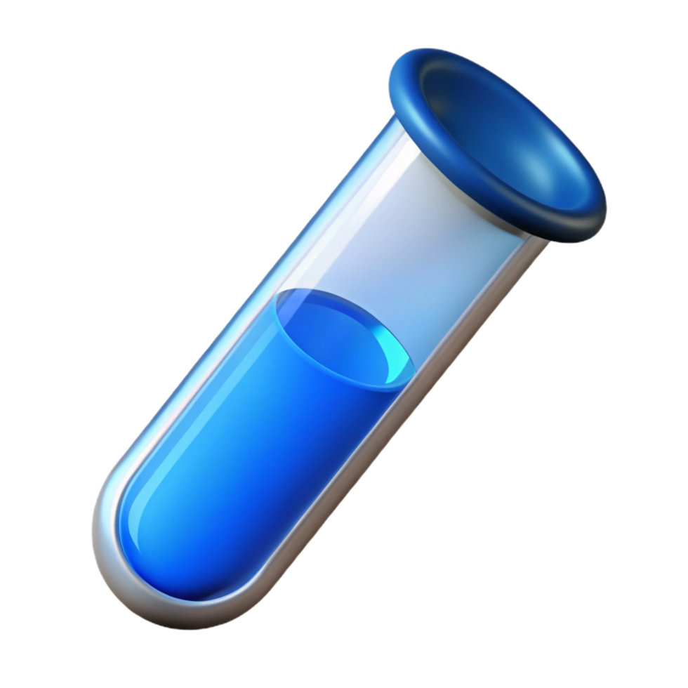vibrant rustic A test tube filled with a blue liquid, high quality png