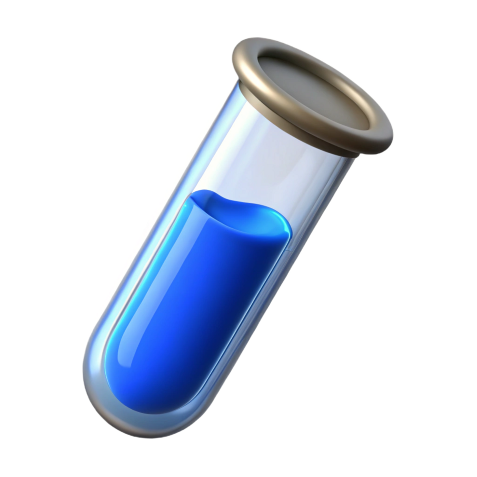 serene traditional A test tube filled with a blue liquid, high quality png