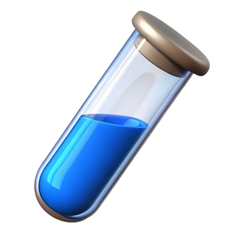 elegant rustic A test tube filled with a blue liquid, premium png