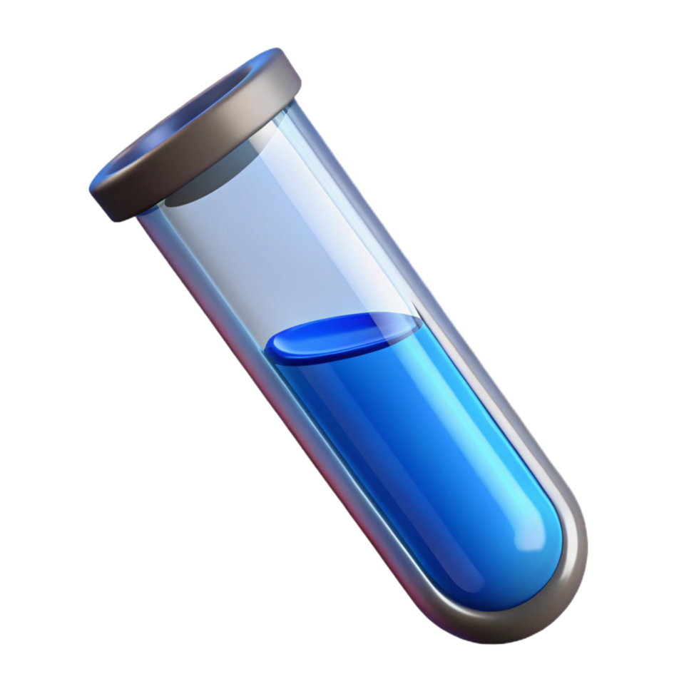 impressive creative A test tube filled with a blue liquid, authentic png