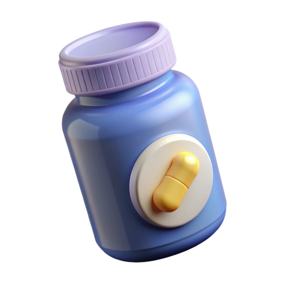 beautiful minimalist A pill bottle with prescription label, original png