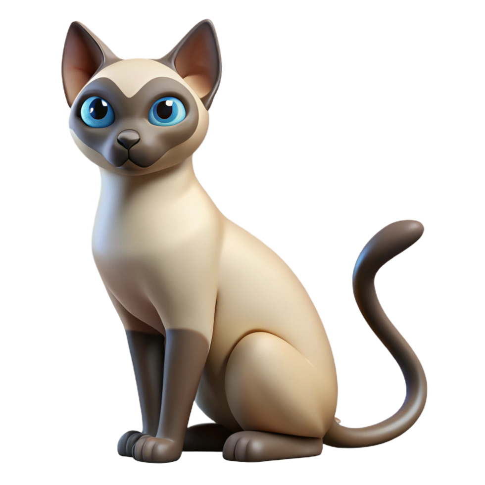 elegant modern A sleek Siamese cat grooming itself, high resolution png
