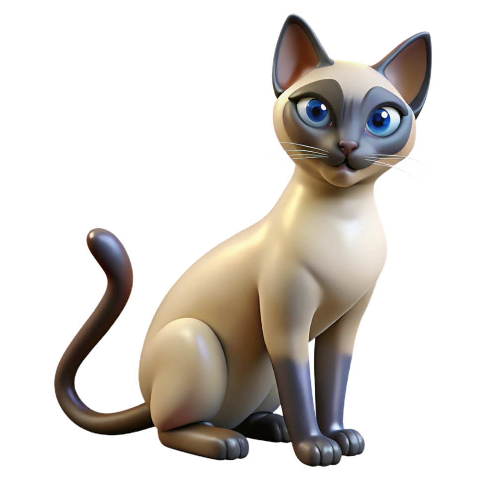 magnificent artistic A sleek Siamese cat grooming itself, original png