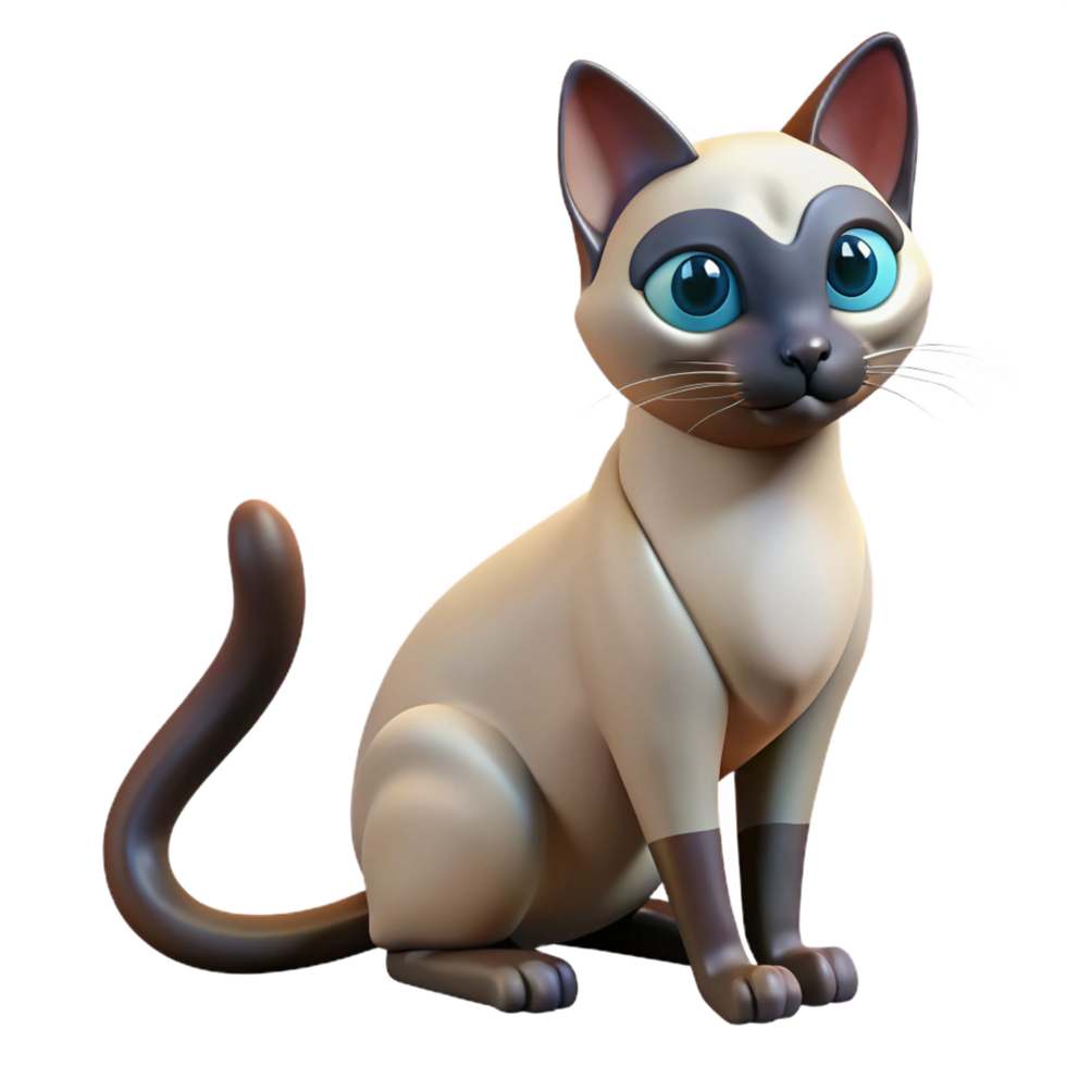 beautiful artistic A sleek Siamese cat grooming itself, high quality png