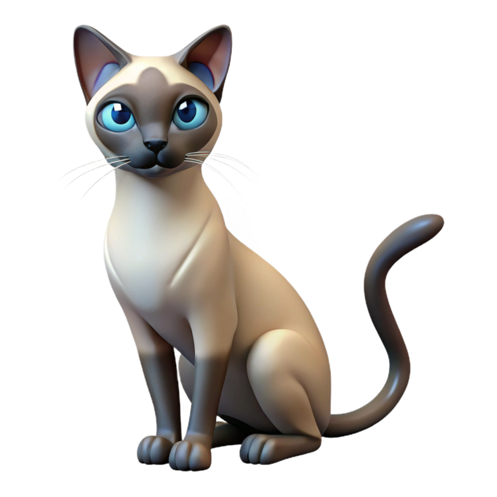 stunning minimalist A sleek Siamese cat grooming itself, exclusive png