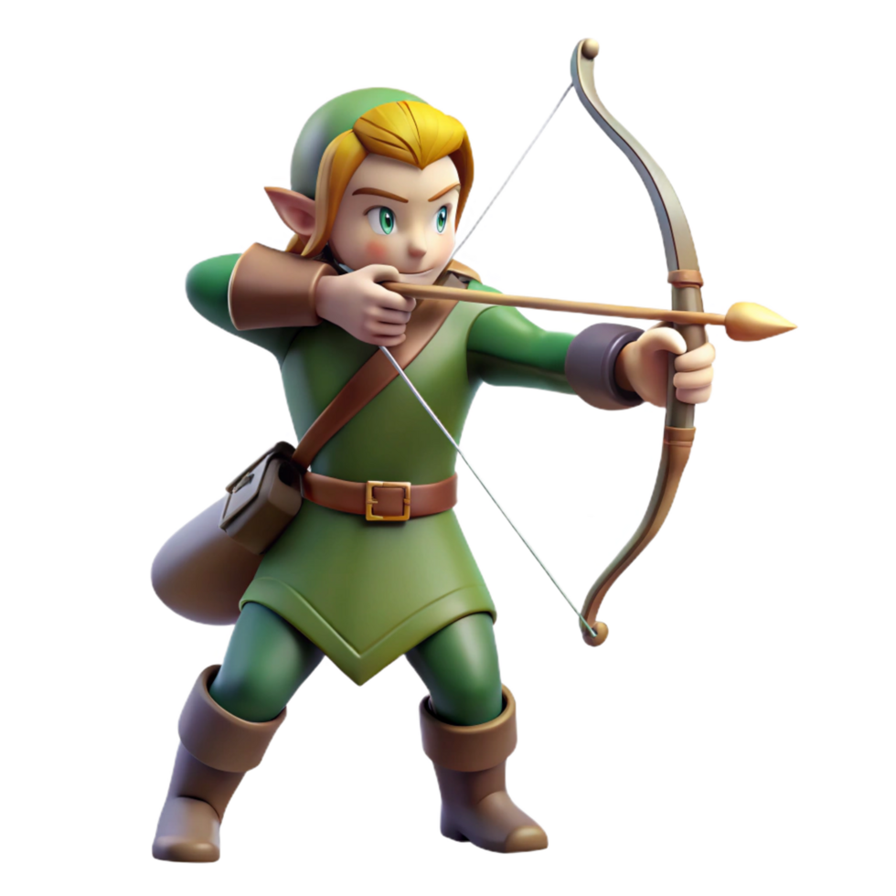 stunning creative A graceful elf archer, aiming a longbow, quiver of arrows, original png