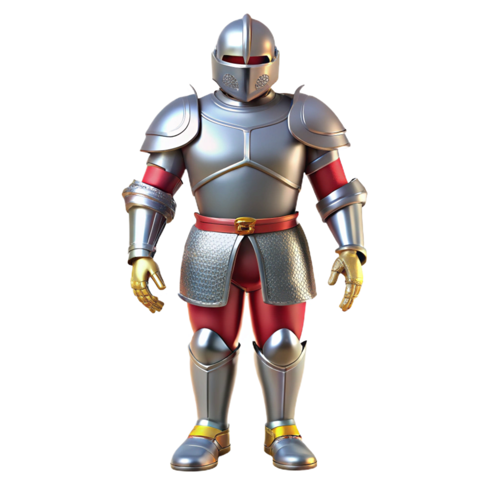 vibrant minimalist A suit of medieval armor, polished steel, full body, original png