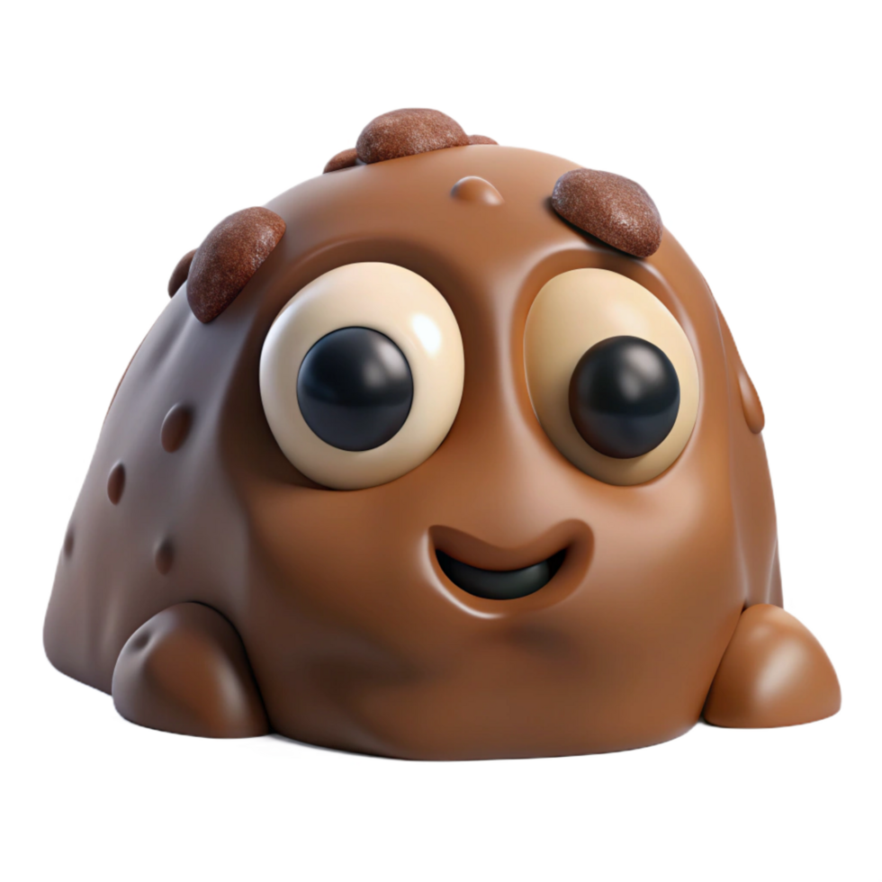 magnificent creative A curious brownie, peeking from behind a rock, wide eyes, high quality png