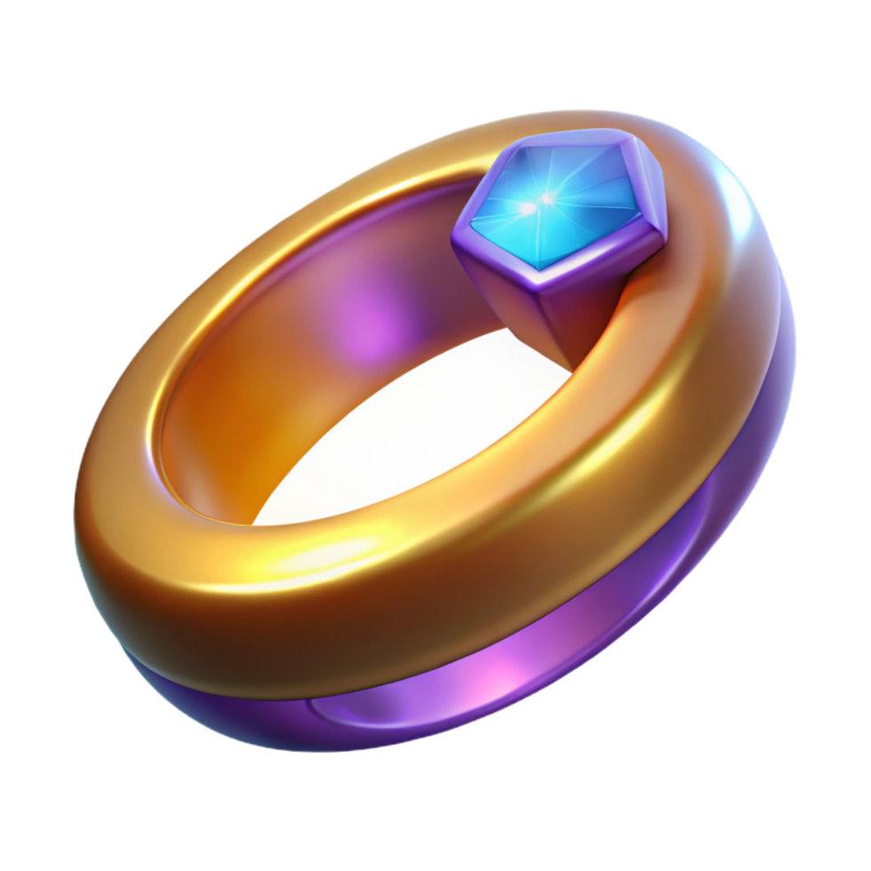 stunning artistic A magic ring, inlaid with a gemstone, glowing softly, high resolution png