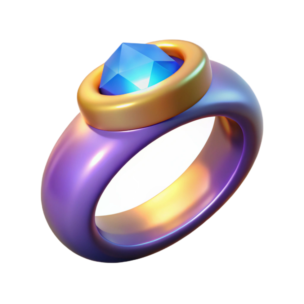 serene rustic A magic ring, inlaid with a gemstone, glowing softly, high resolution png