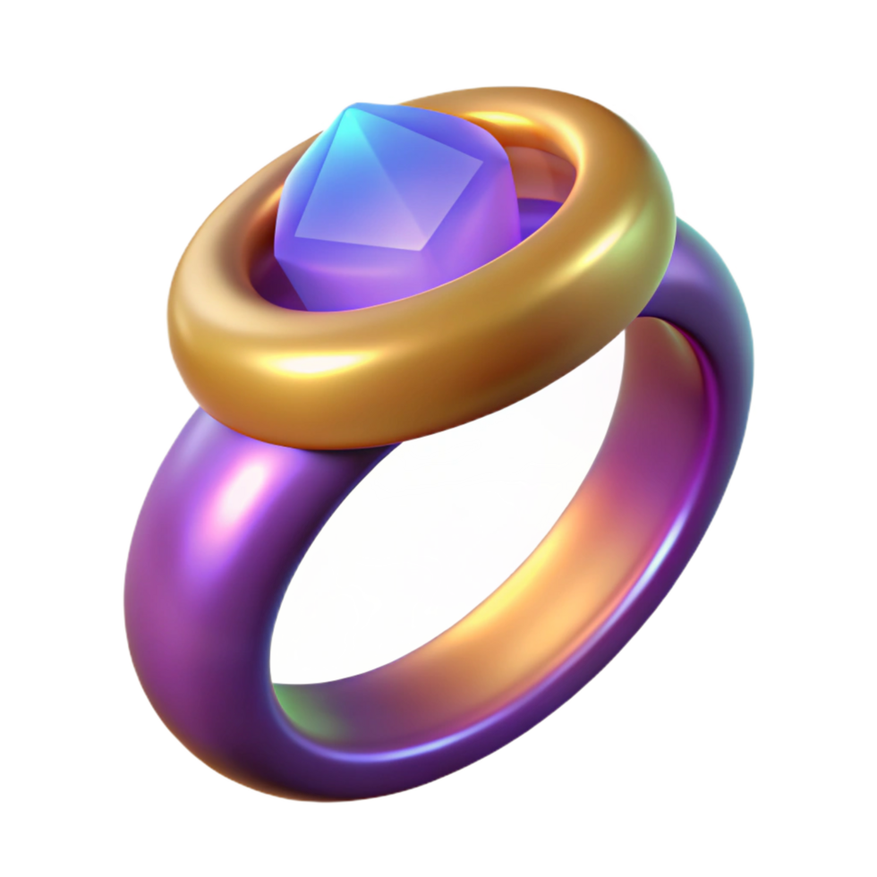 impressive traditional A magic ring, inlaid with a gemstone, glowing softly, high quality png