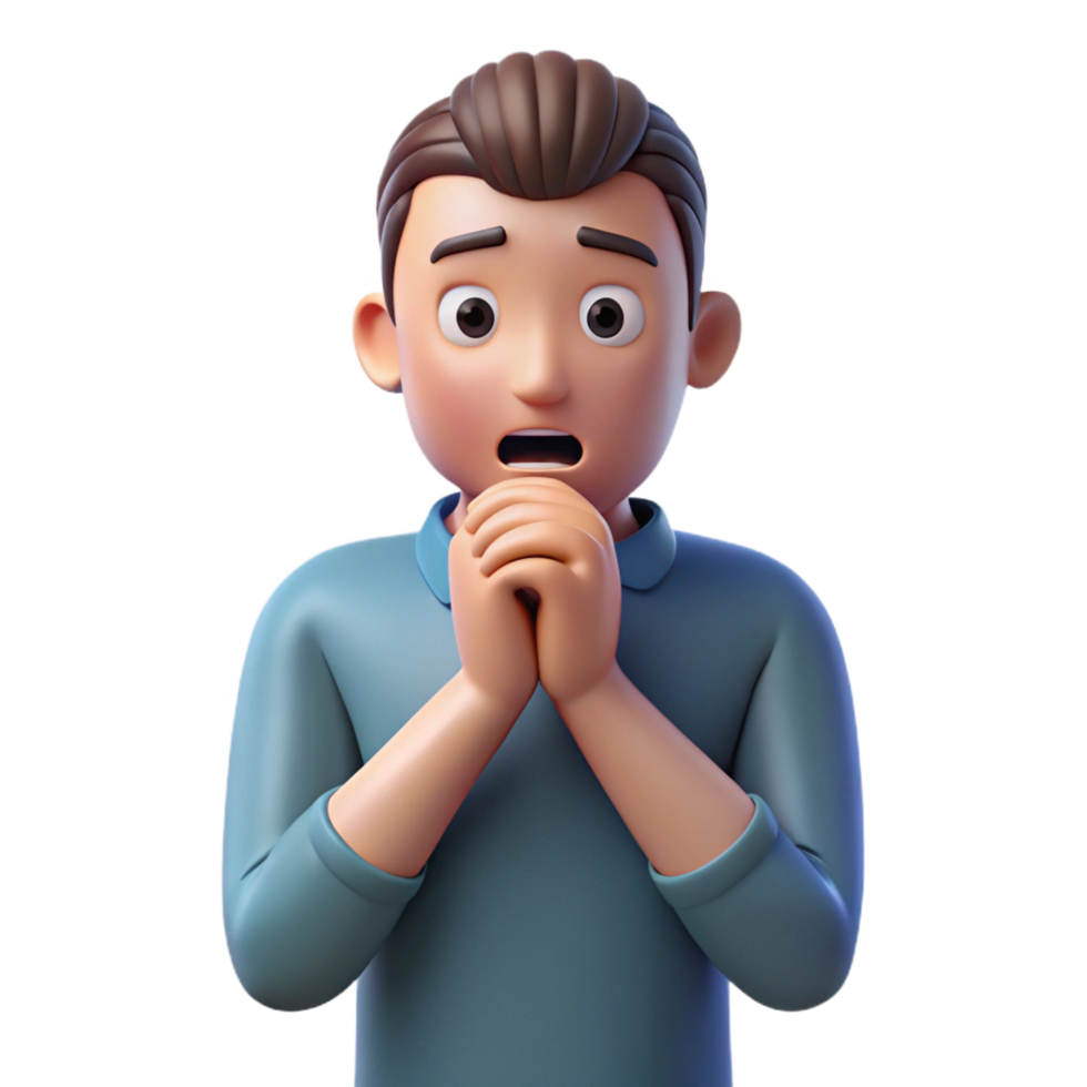 elegant creative Worried man, biting nails, genuine png