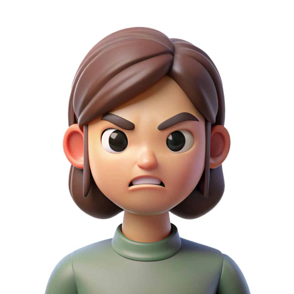 elegant classic Angry woman, frowning, authentic png