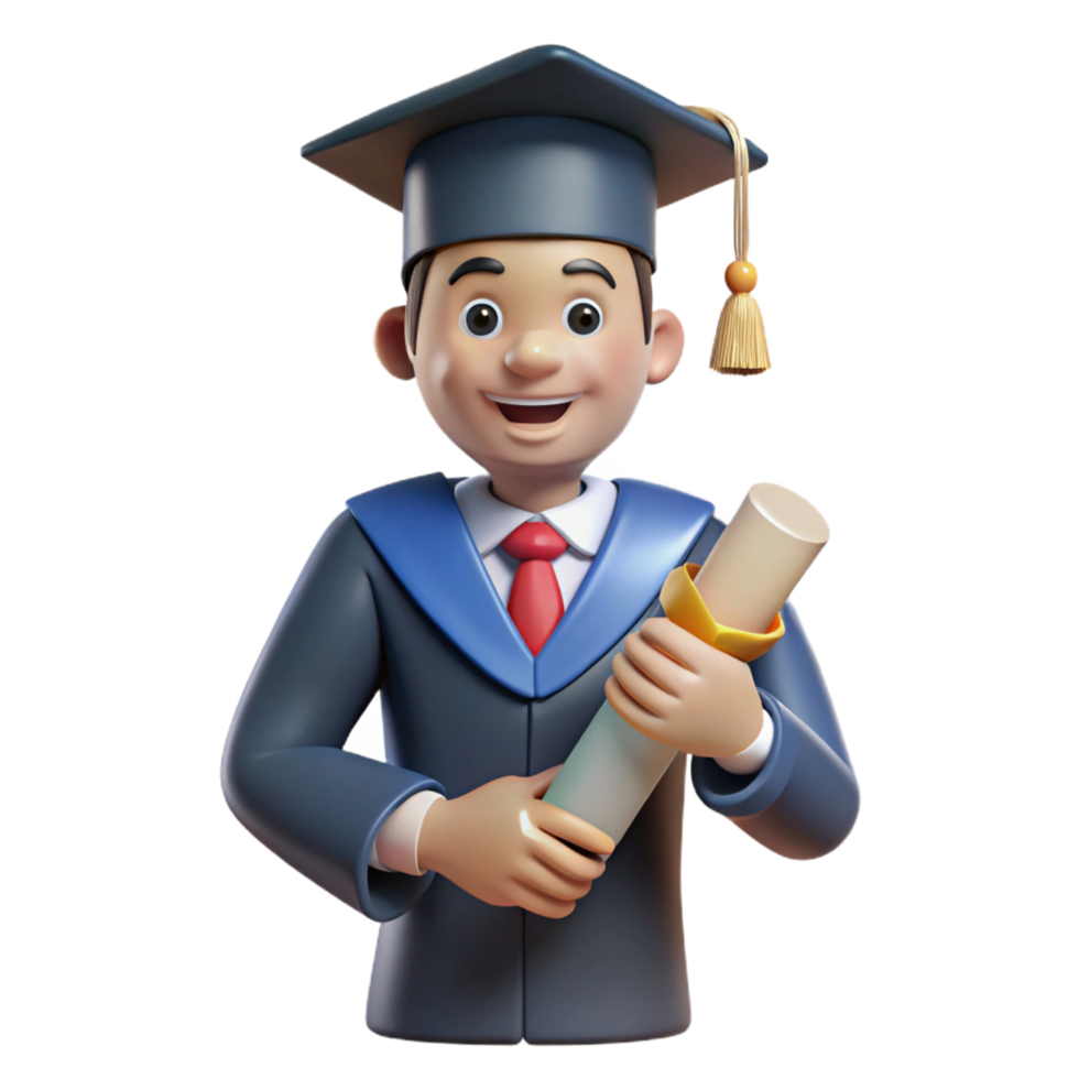 magnificent traditional Proud graduate, diploma in hand, exclusive png