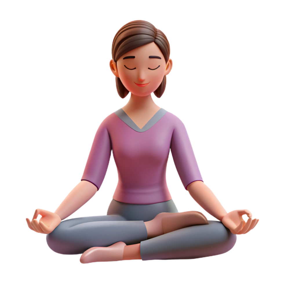 vibrant traditional Relaxed woman, meditating, high quality png