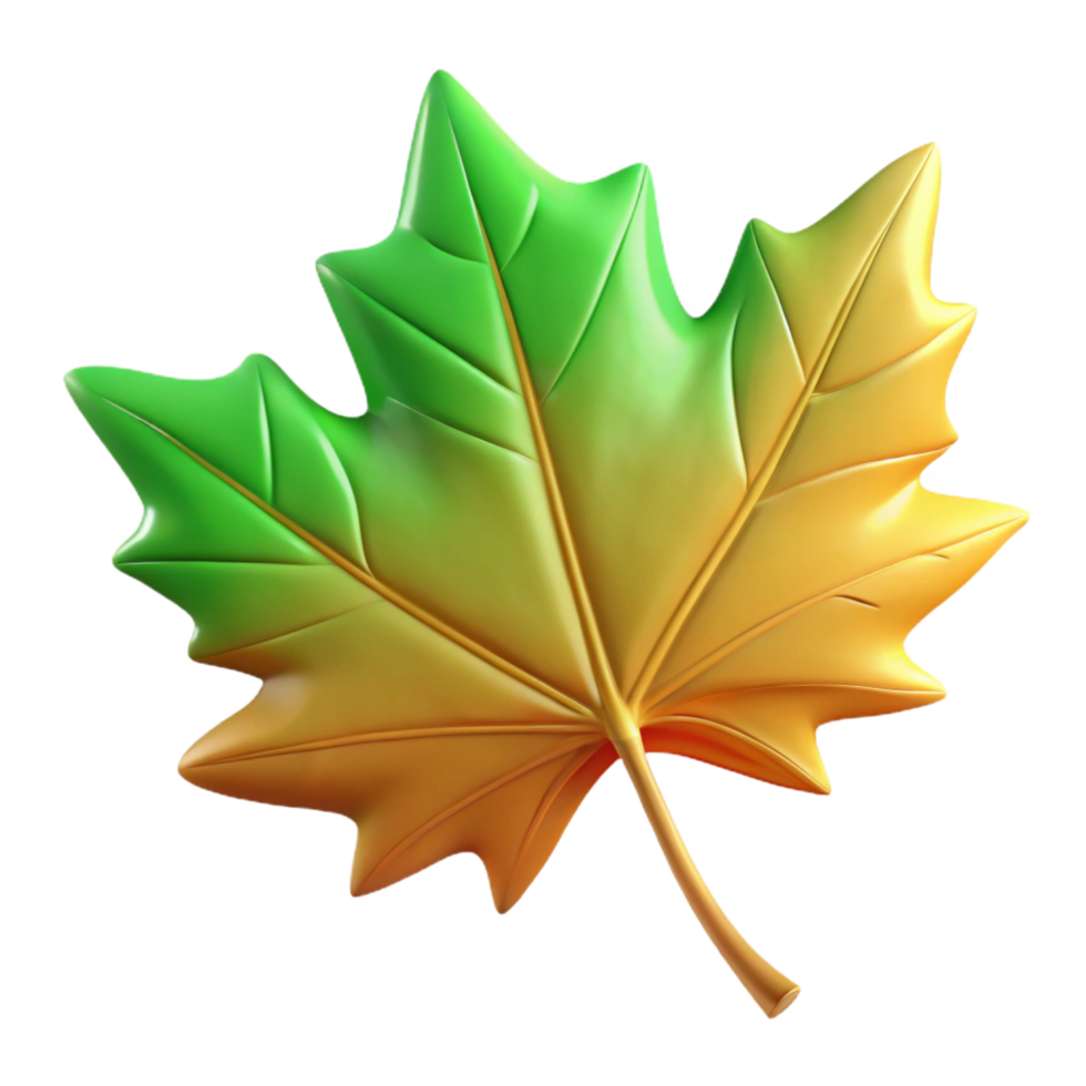 wonderful creative Green maple leaf in autumn colors 4K png