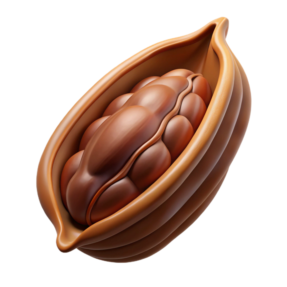 extraordinary minimalist Cocoa bean pod, open 4K png