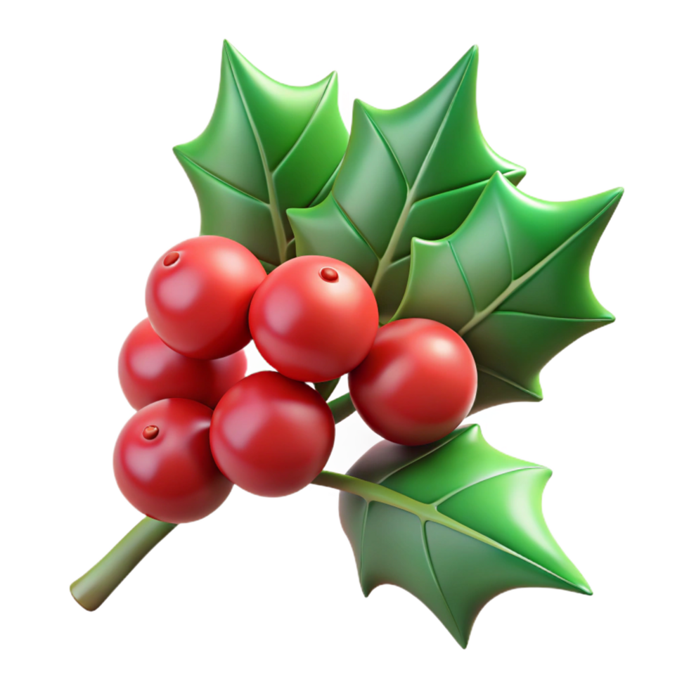 wonderful minimalist Branch of holly with berries authentic png