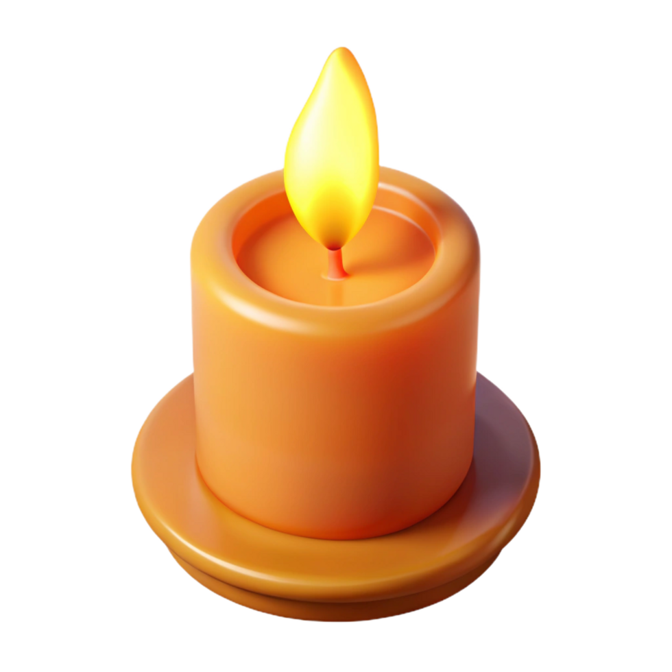 elegant traditional A single, burning candle emitting a soft, warm glow, high quality png